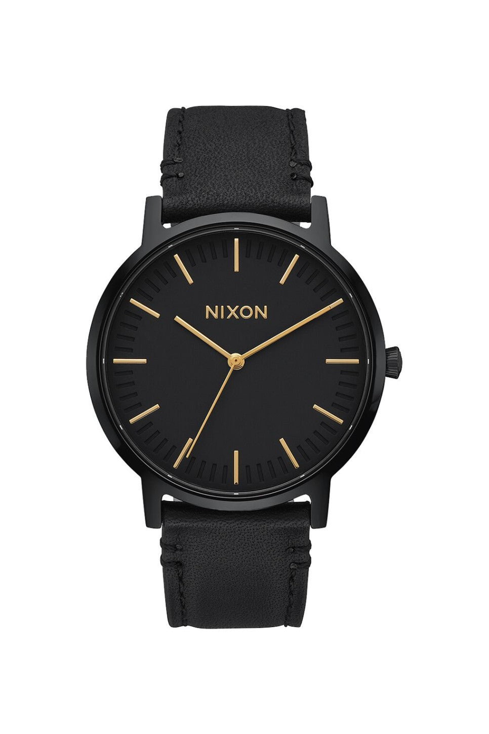 Nixon - Porter Leather - All Black/Gold - Front