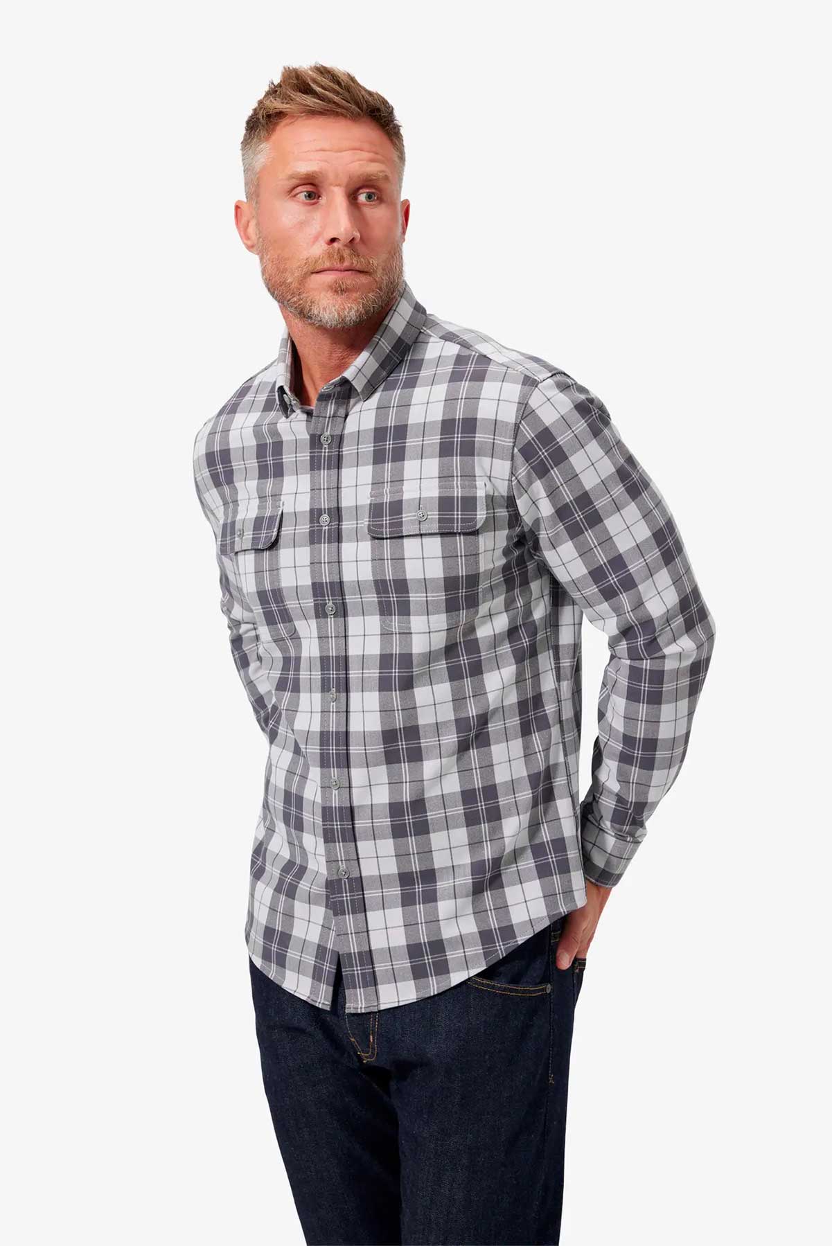 UPSTATE FLANNEL Tonal Gray Plaid