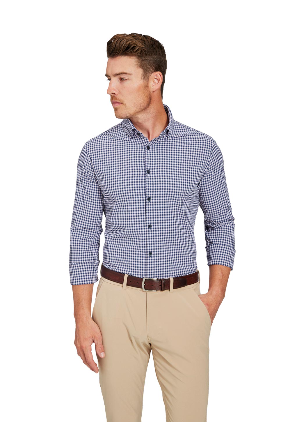 MONACO LS Pink Navy Gingham