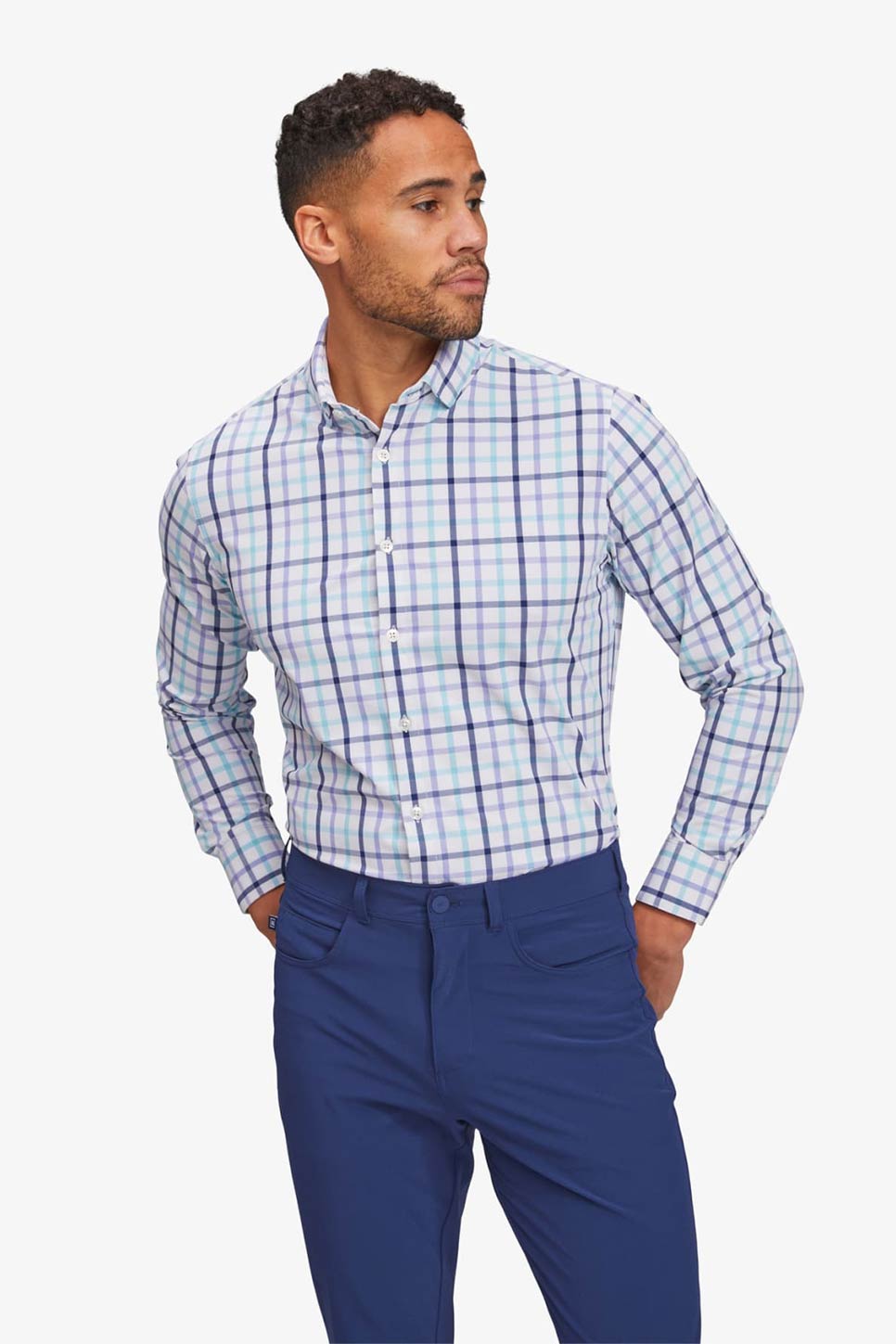 LEEWARD LS Lavender Blue Plaid