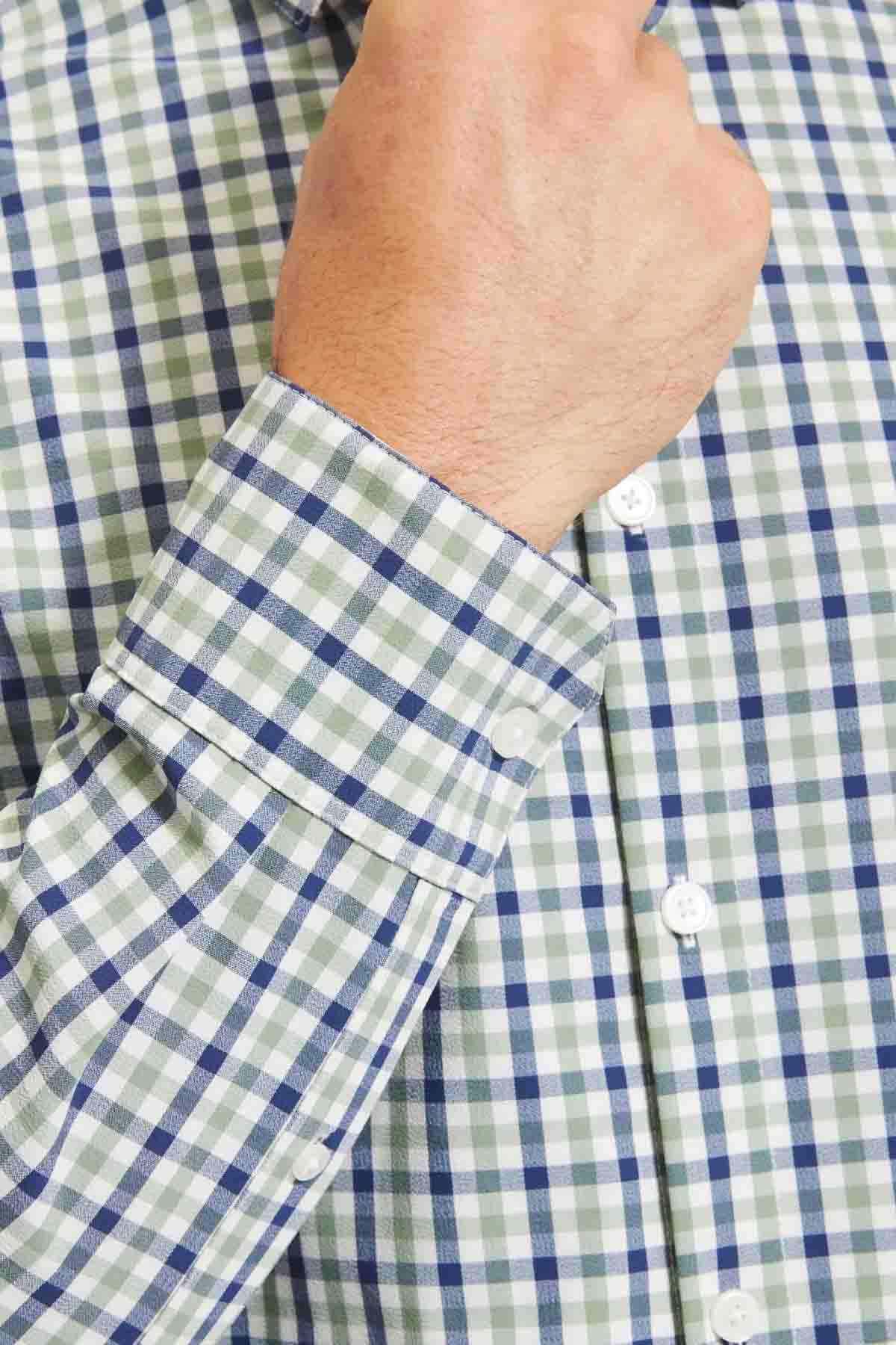 LEEWARD LS Navy Green Check