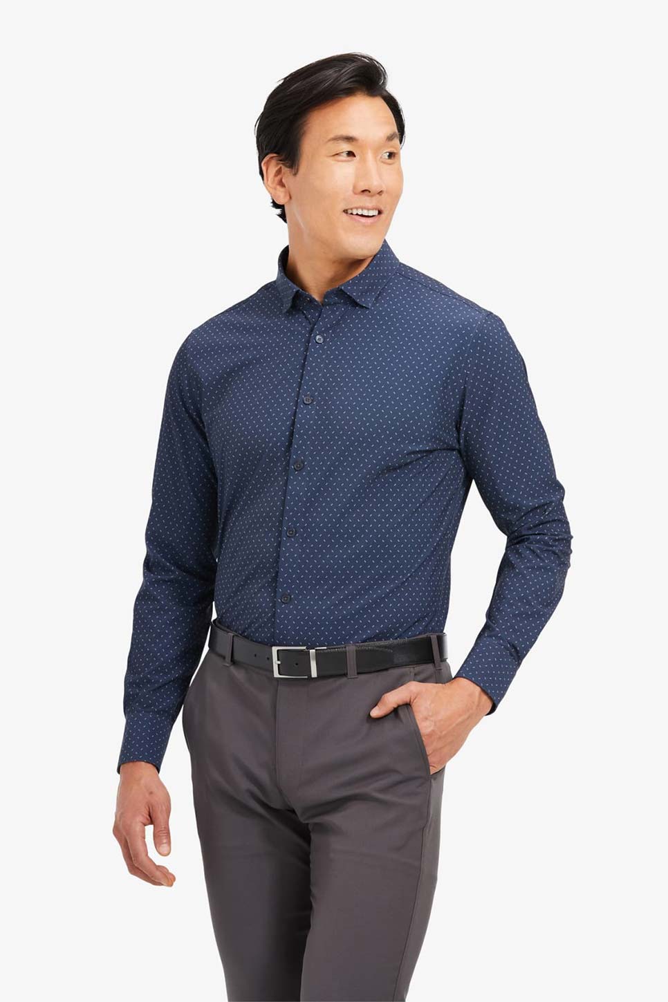LEEWARD LS Navy Pink Geo Print