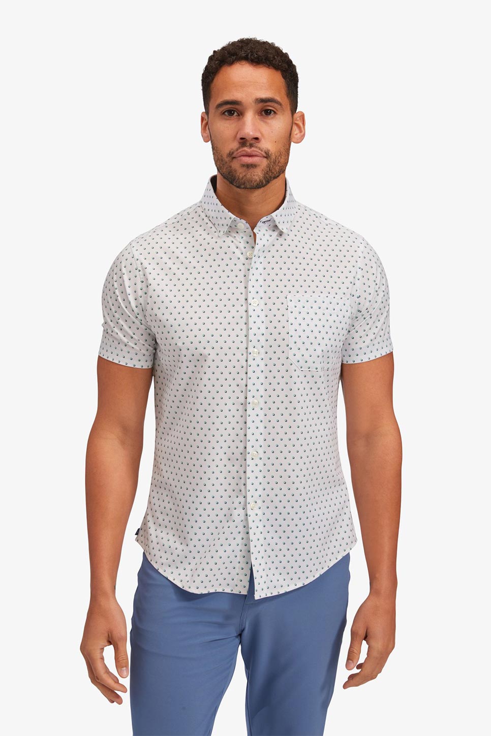 LEEWARD SS Green Navy Geo Box Print