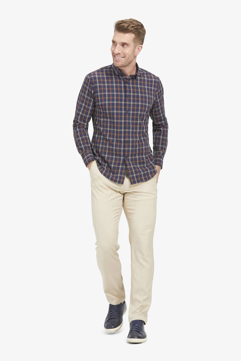 LEEWARD LS Rust Navy Large Windowpane