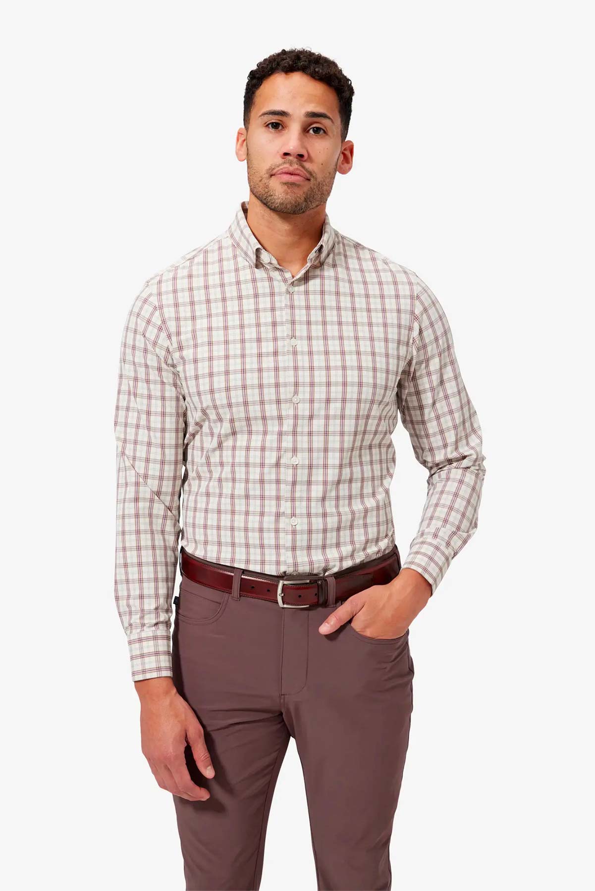 LEEWARD LS Cream Caribou Plaid