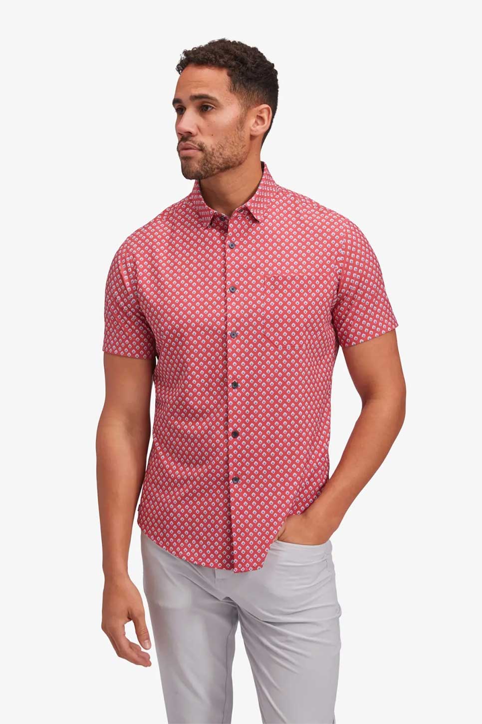 LEEWARD SS Faded Red Foulard Print