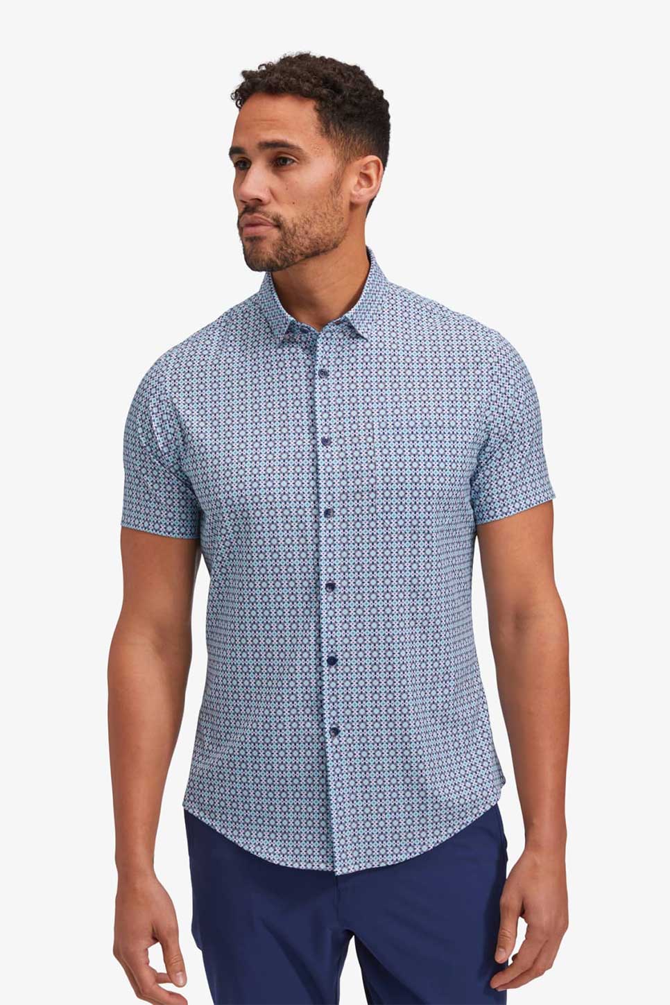 LEEWARD SS Aqua Medallion Print