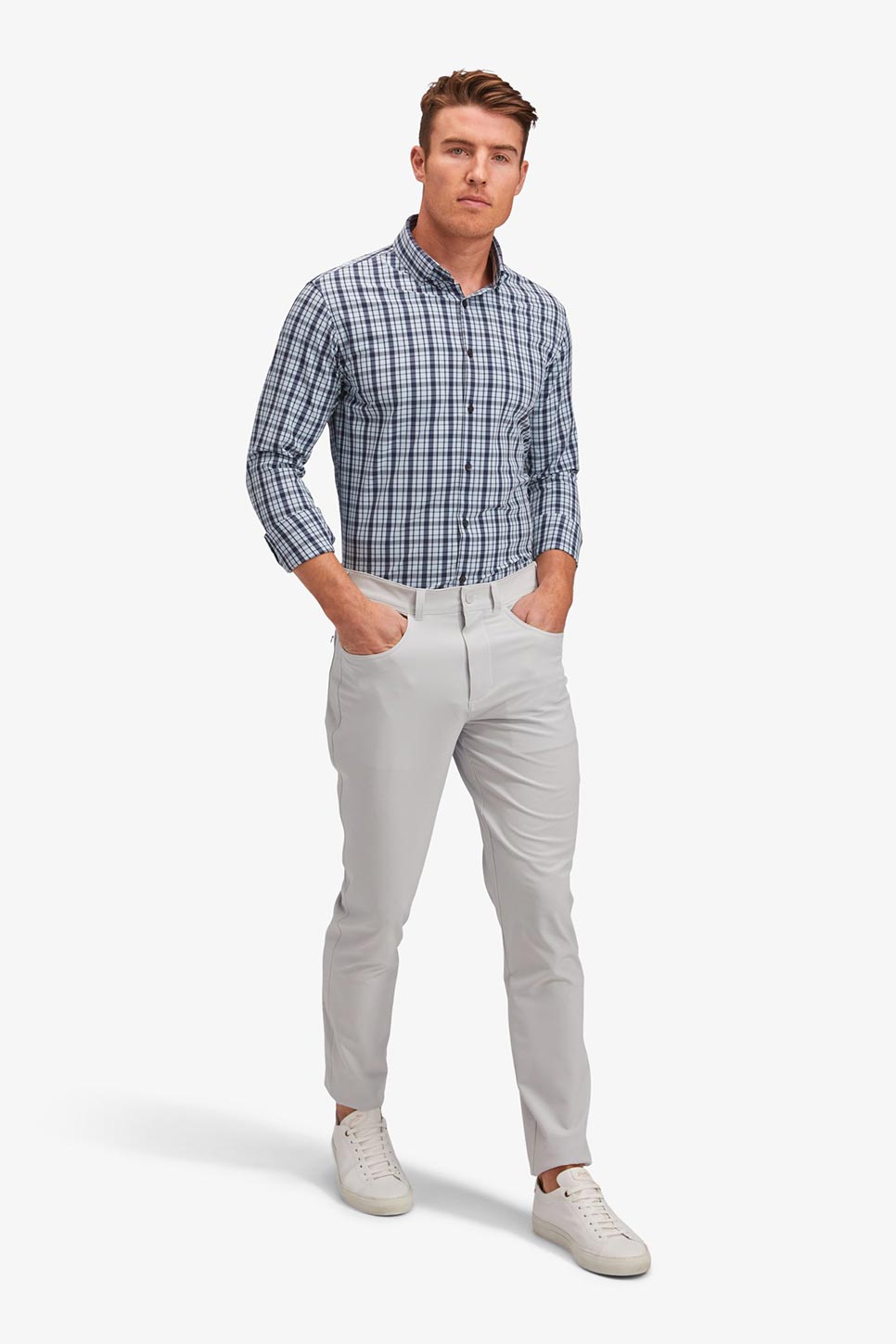 MONACO LS Navy and Blue Plaid