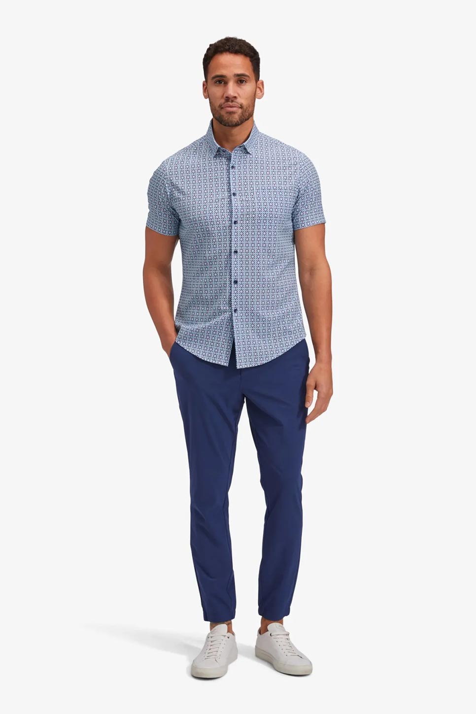 LEEWARD SS Aqua Medallion Print