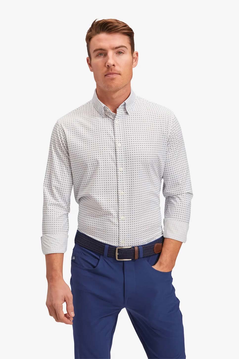 MONACO LS Peach Blue Mini Dot Print