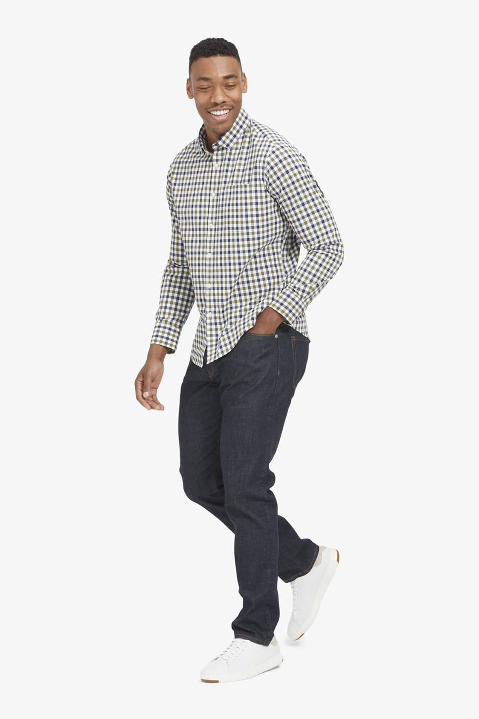 LEEWARD CASUAL LS Hunter Green Check