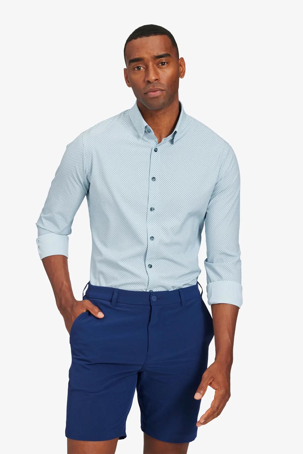 LEEWARD LS Blue Cross Print