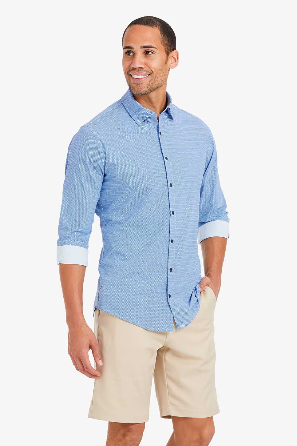 LW LEEWARD LS Blue Navy Mini Square Print