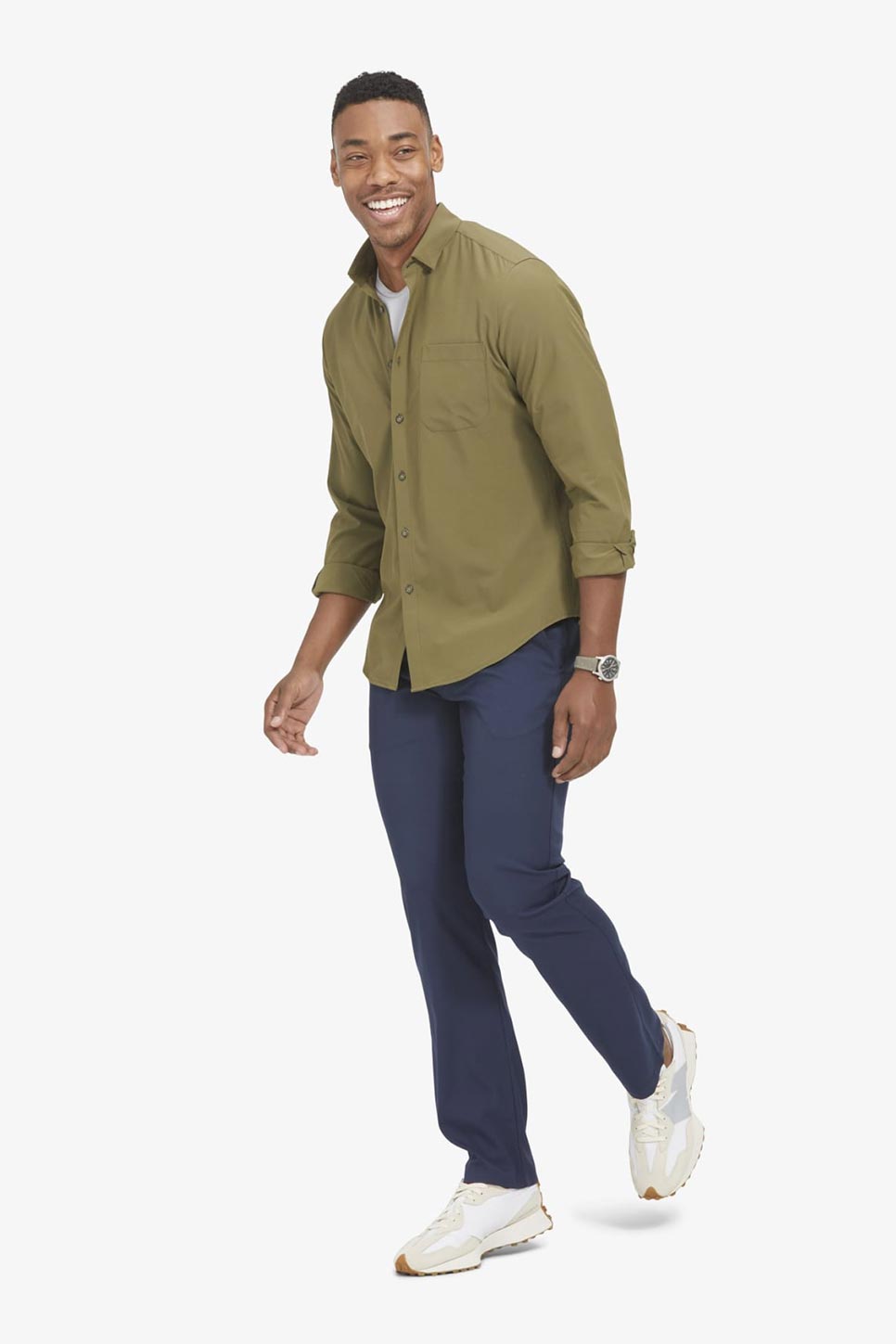 LEEWARD CASUAL LS Solid Olive