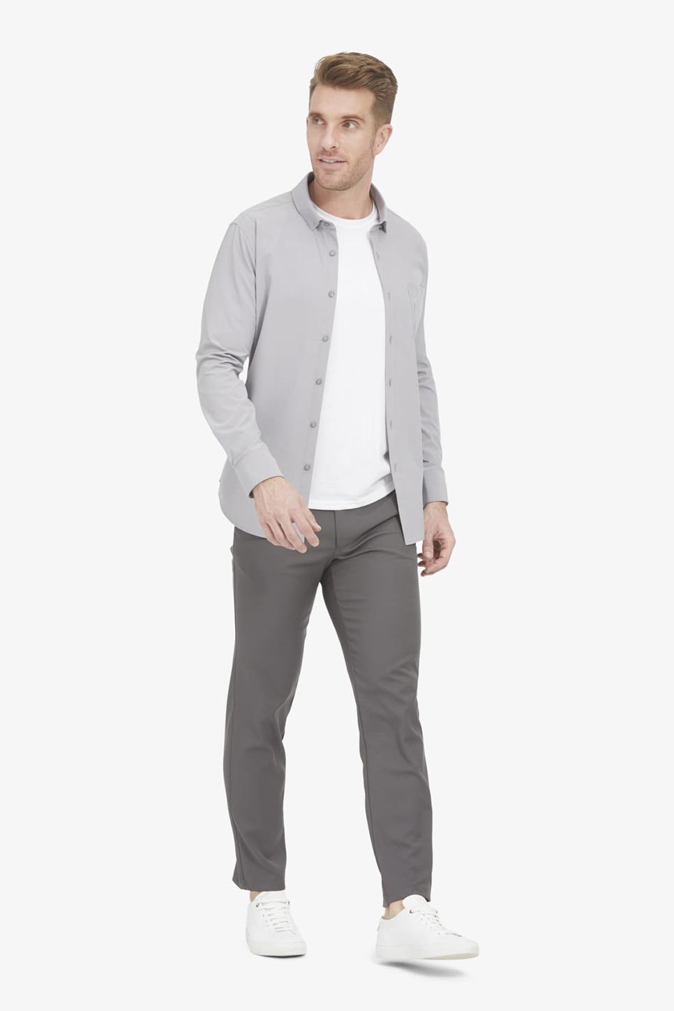 LEEWARD CASUAL LS Solid Gray
