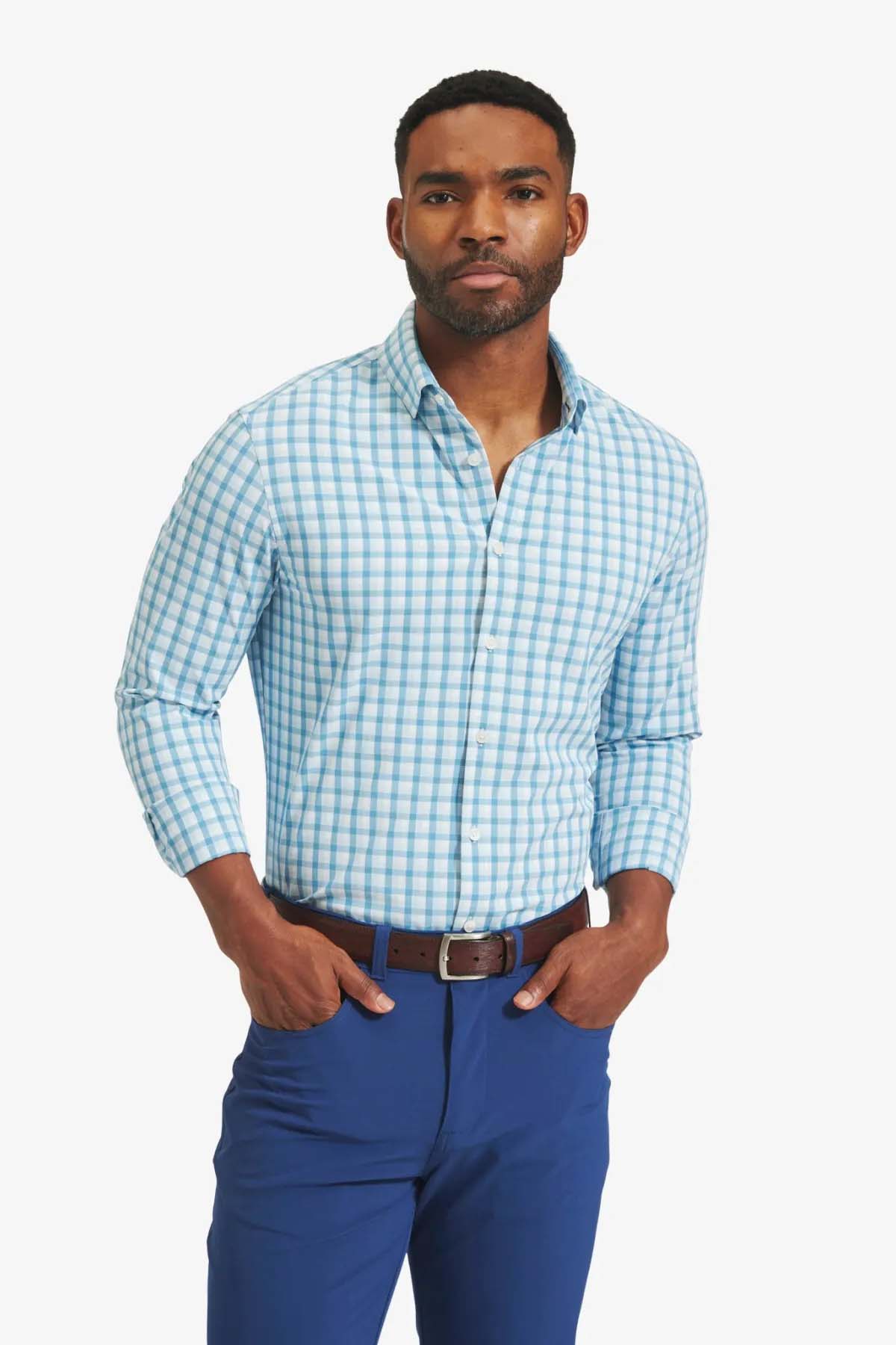 LEEWARD LS Blue Tonal Check