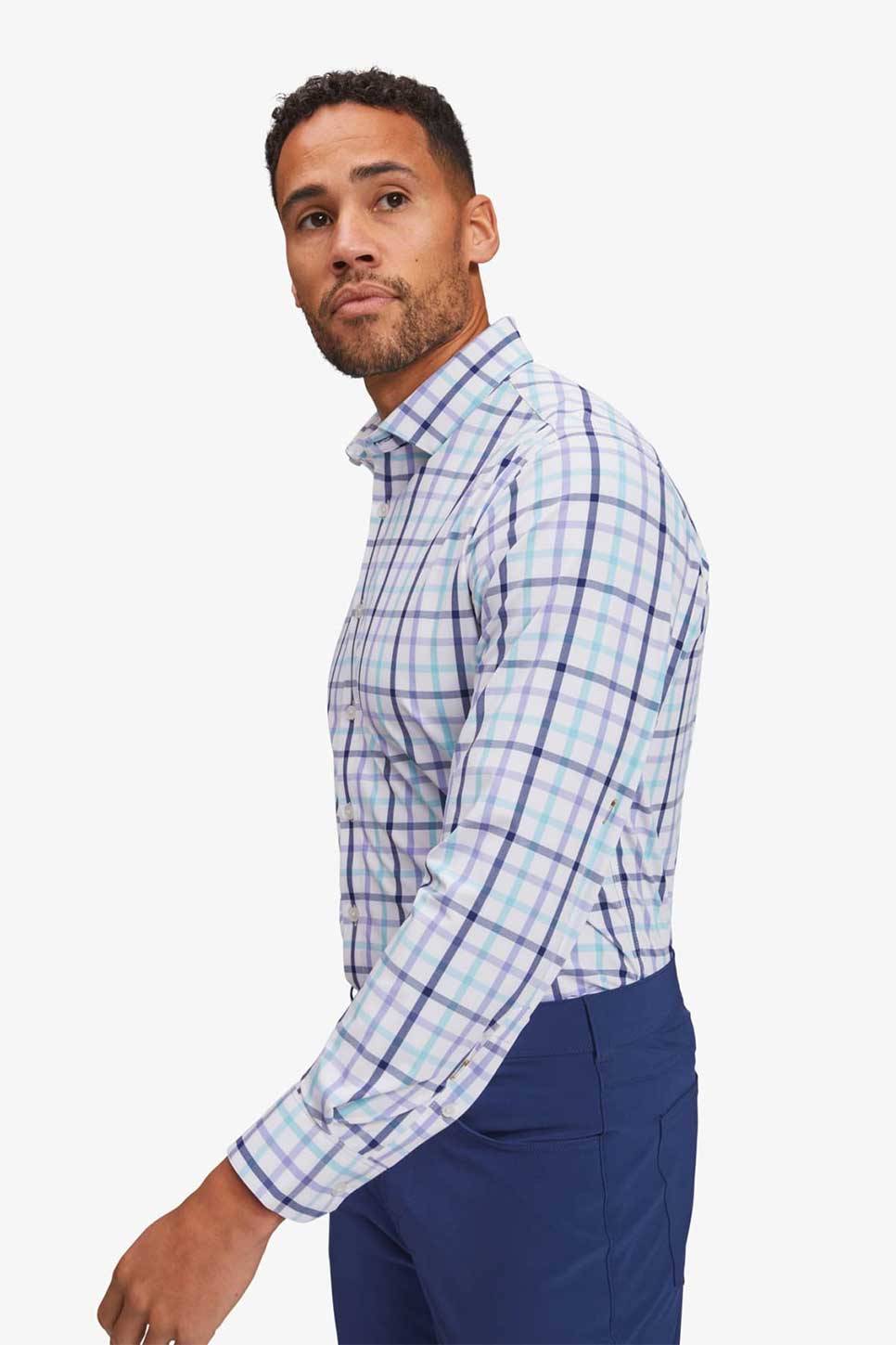 LEEWARD LS Lavender Blue Plaid