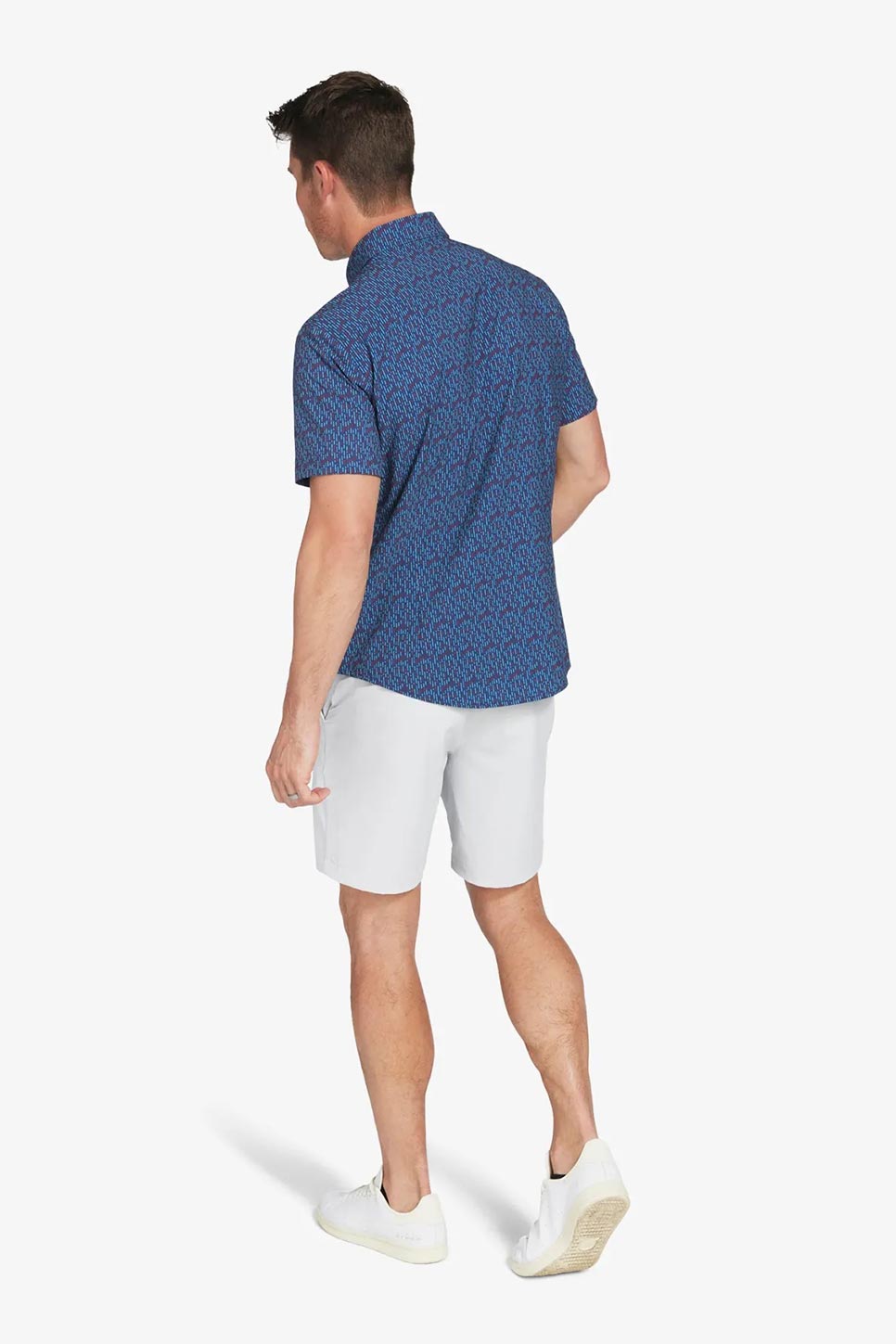 LEEWARD SS Navy Red Vertical Linear Print