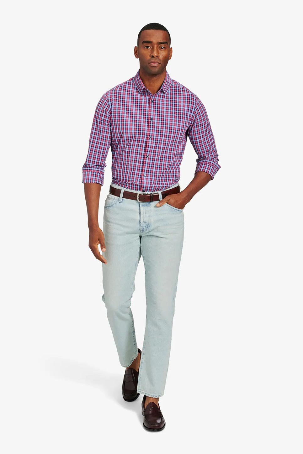 LEEWARD LS Red Navy Multi Check