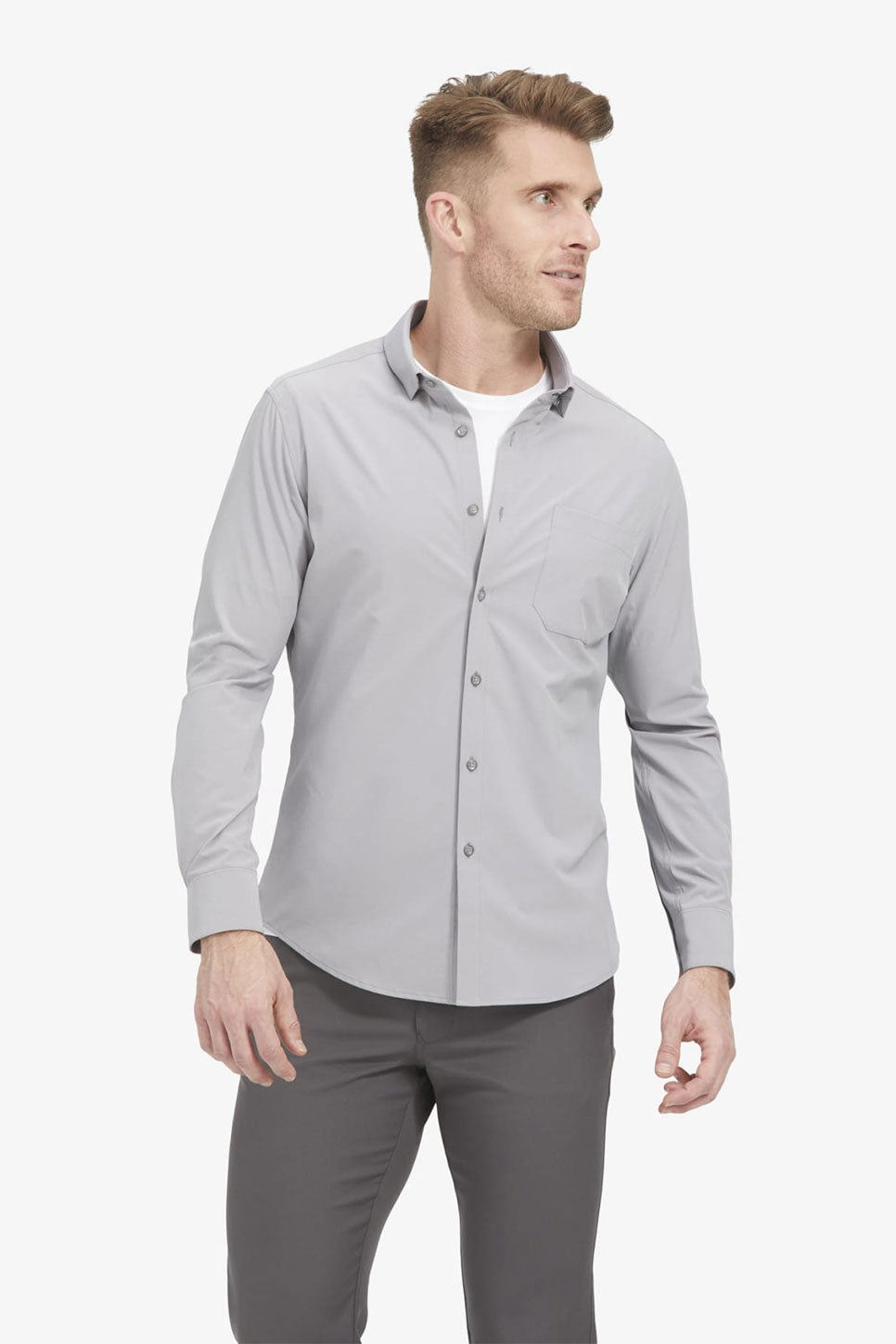 LEEWARD CASUAL LS Solid Gray