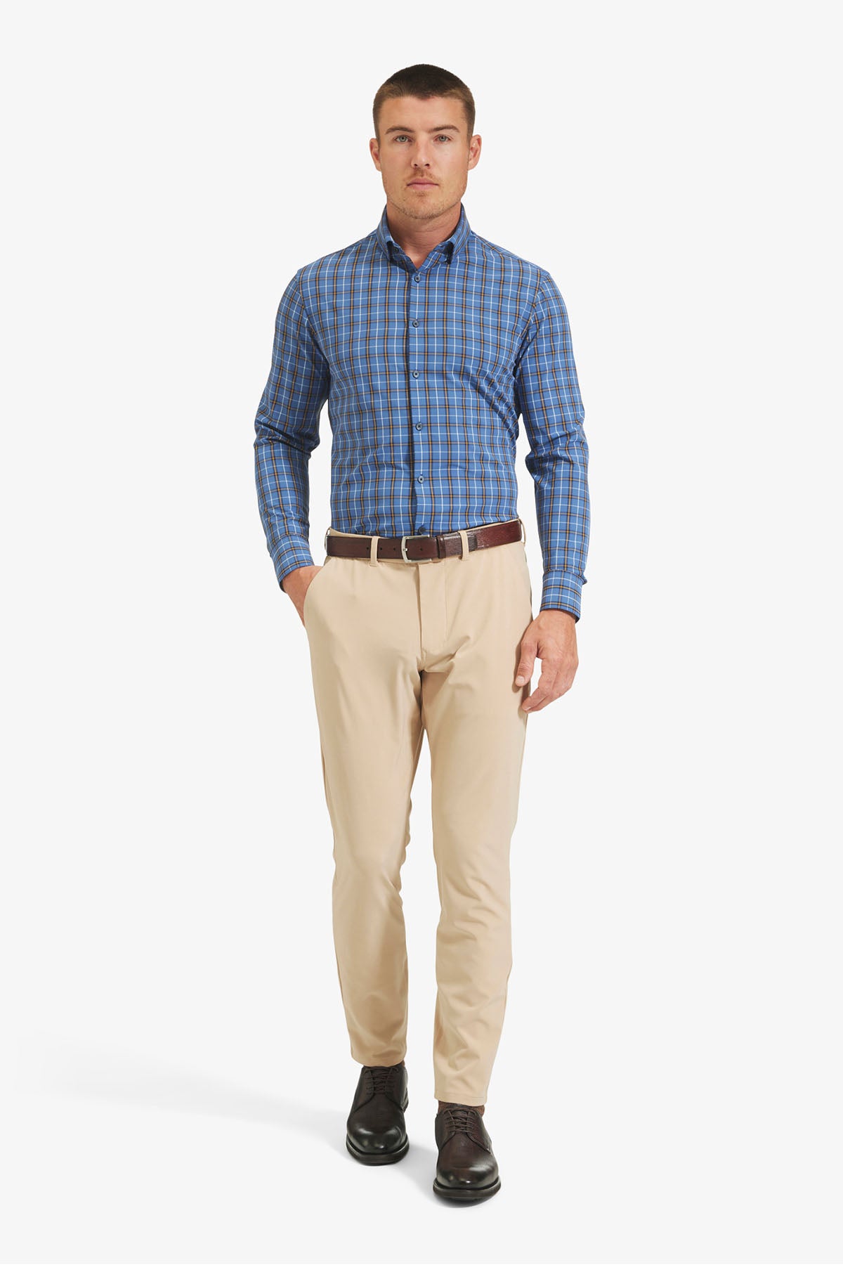 LEEWARD LS Blue Gold Plaid