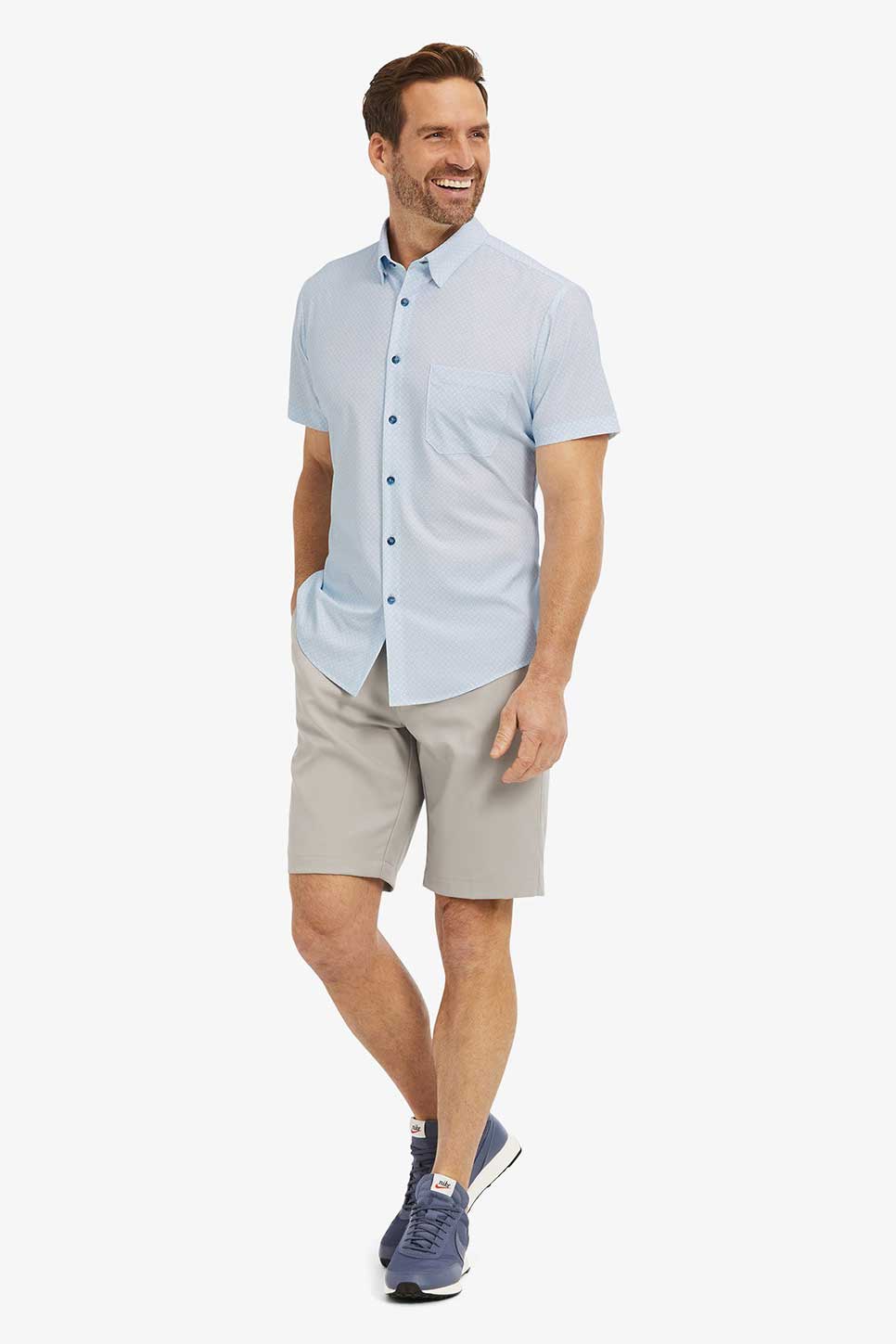 LEEWARD SS Lt Blue Geo Print