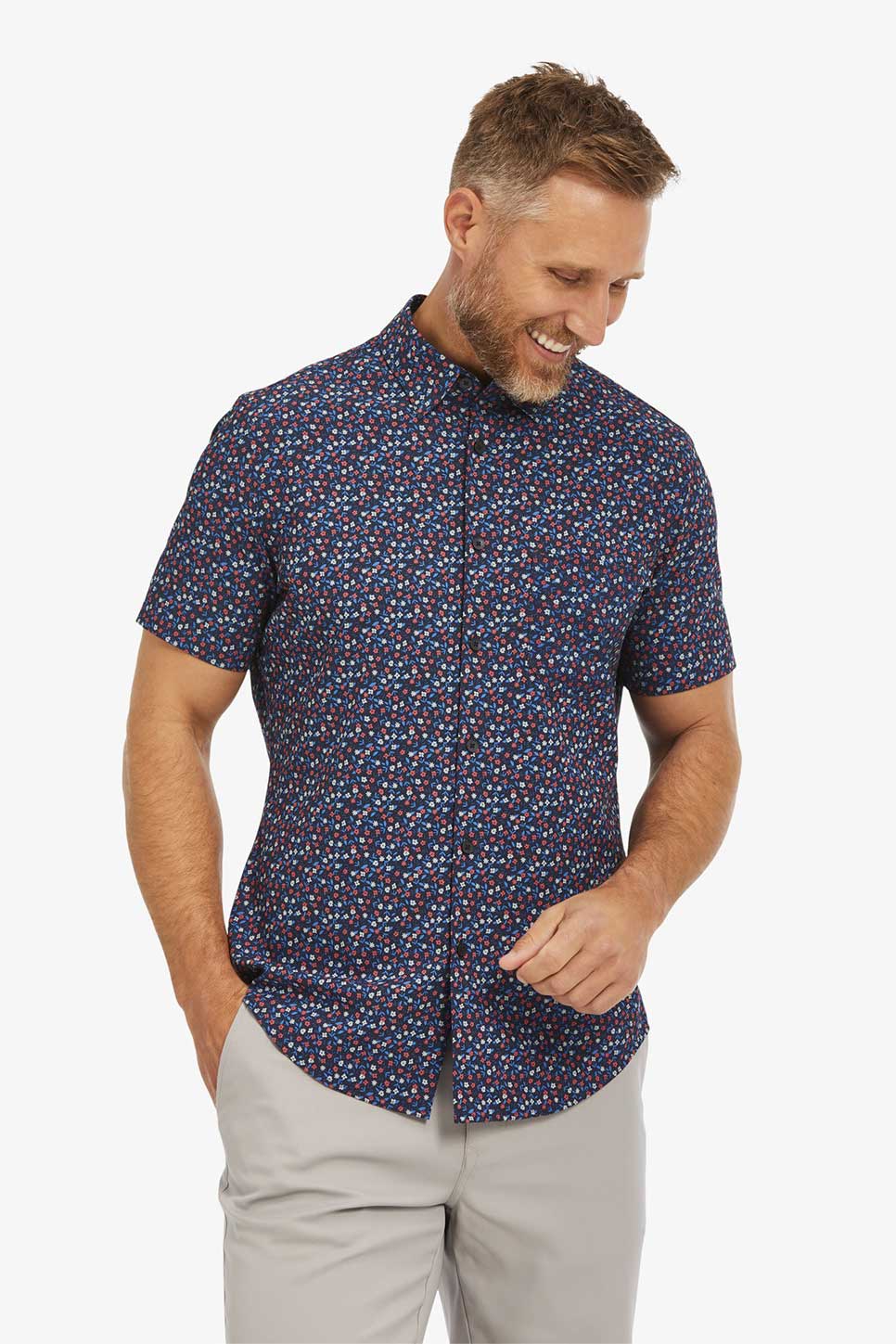 LEEWARD SS Red and Blue Floral