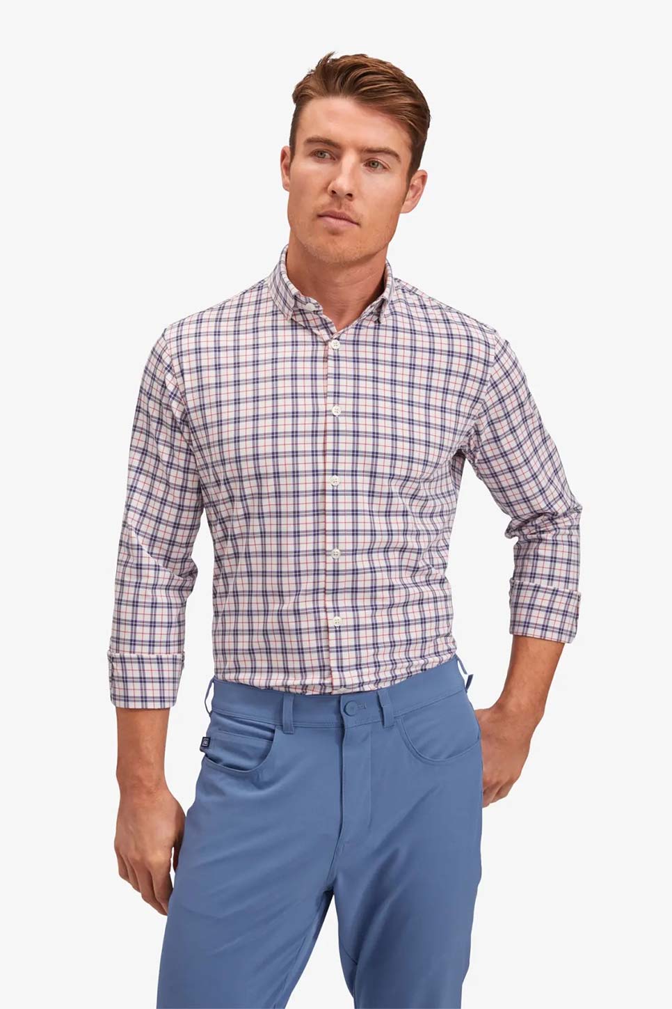 MONACO LS Navy Red Multi Plaid