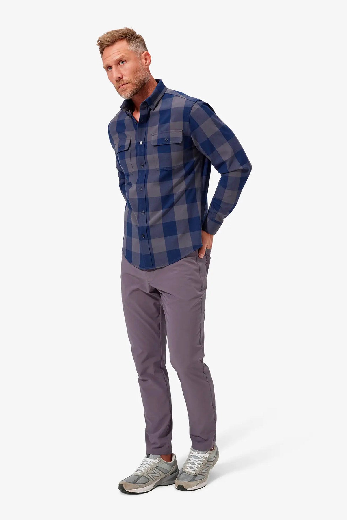 UPSTATE FLANNEL Gray Navy Buffalo Plaid