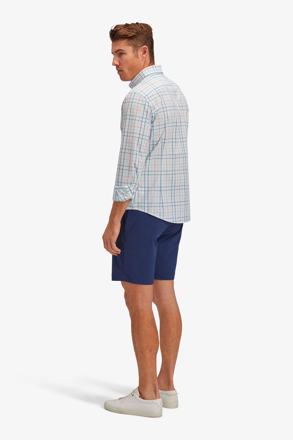 LEEWARD LS Teal Multi Plaid