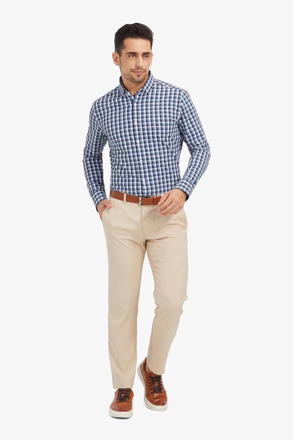 LEEWARD LS Navy White Multi Check