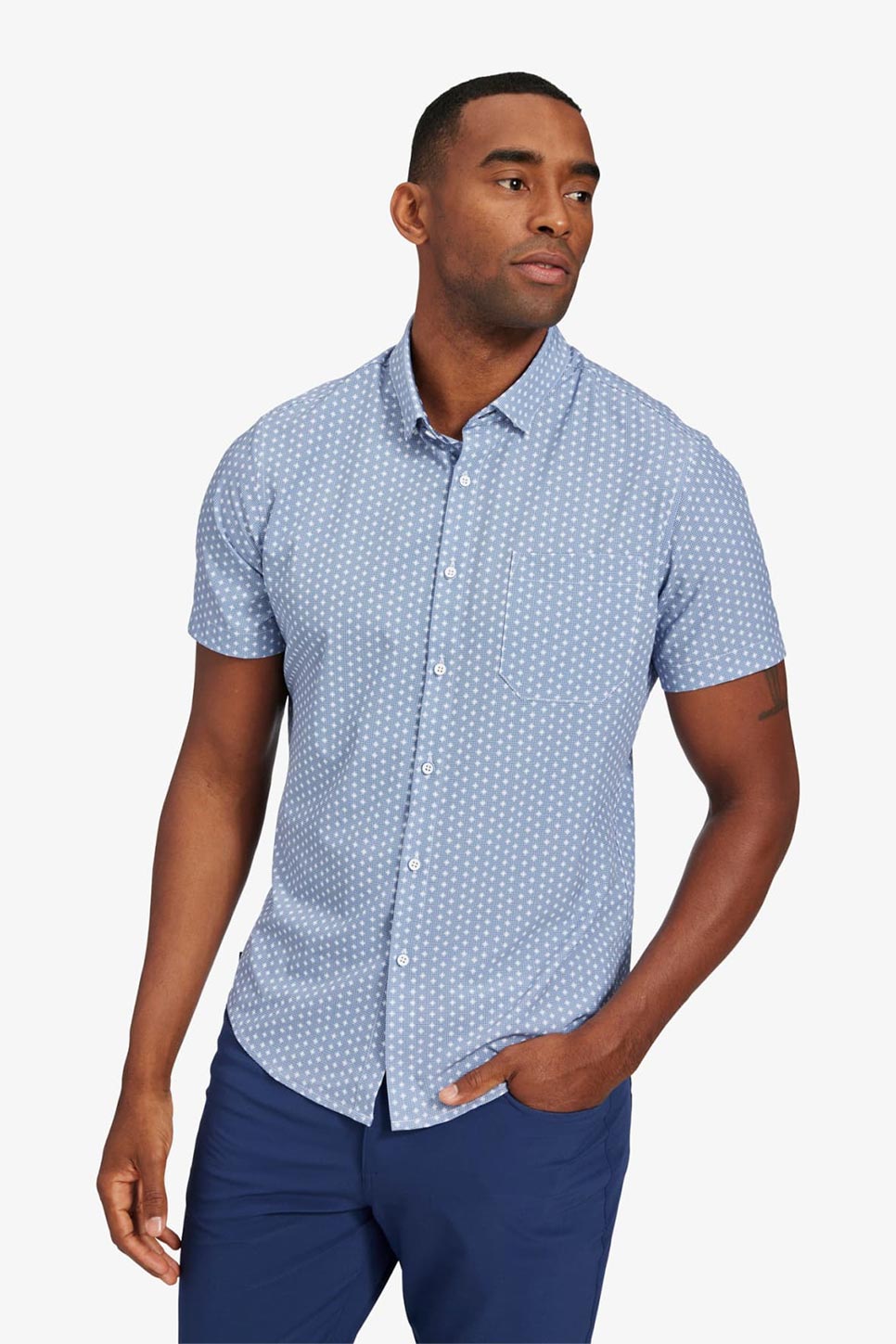 LEEWARD SS Navy Geo Dot Print