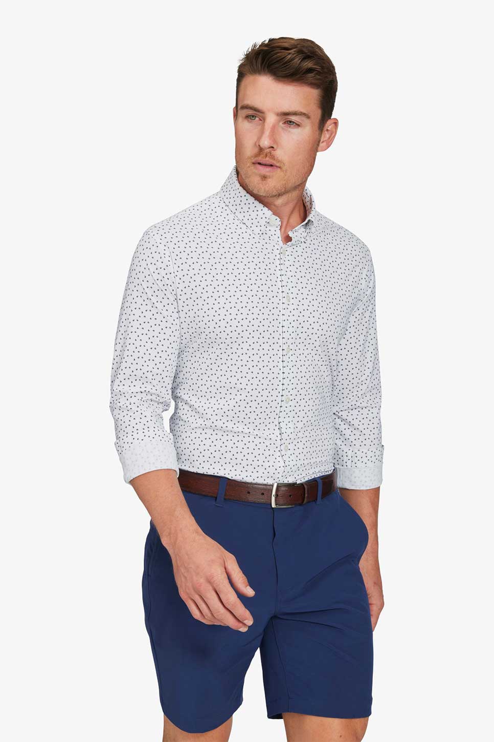 MONACO LS White Mini Floral Print