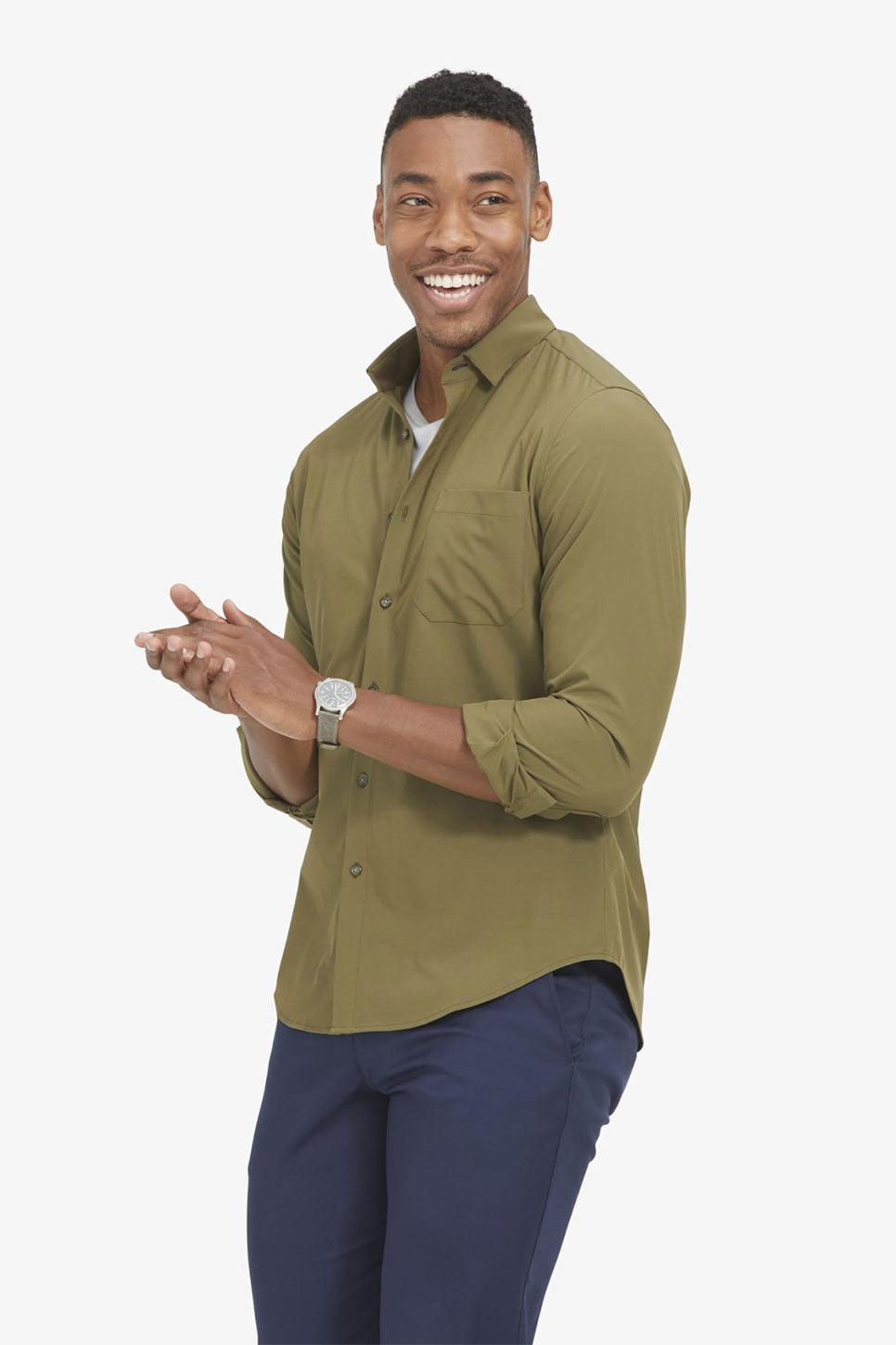 LEEWARD CASUAL LS Solid Olive