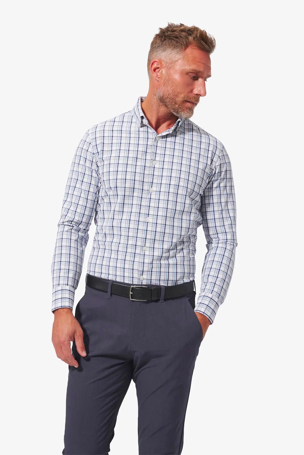 LEEWARD LS White Maritime Blue Plaid