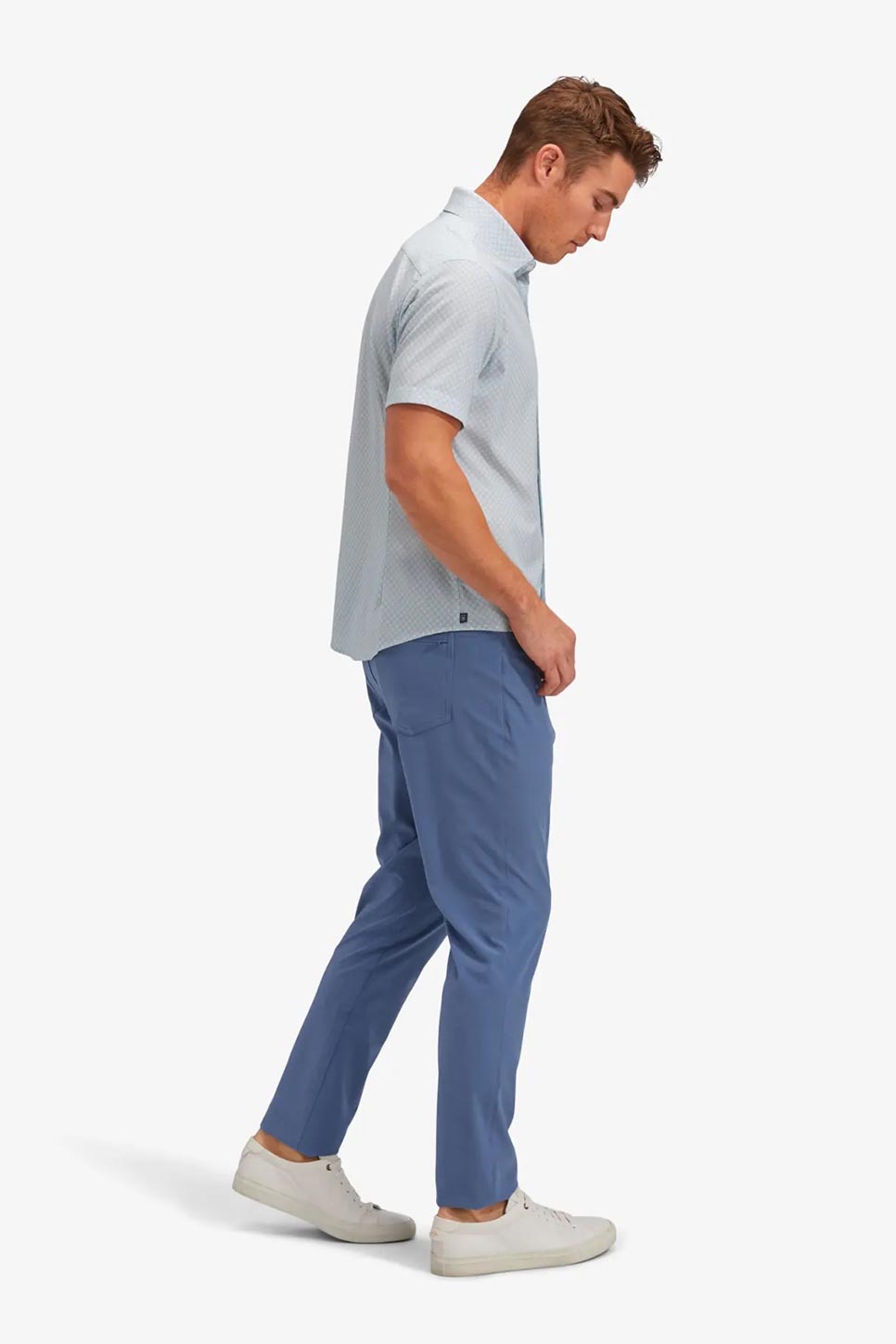 LEEWARD SS Lt Blue Diamond Print