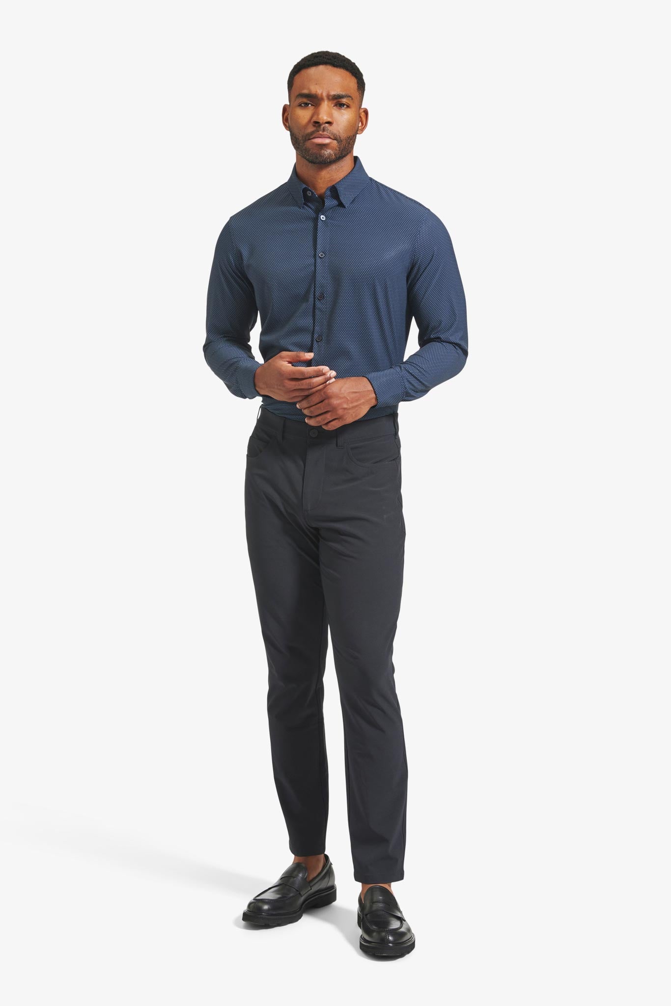 LEEWARD LS Navy Dot Print