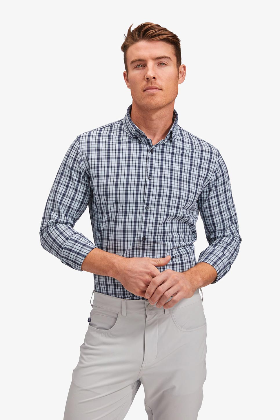 MONACO LS Navy and Blue Plaid