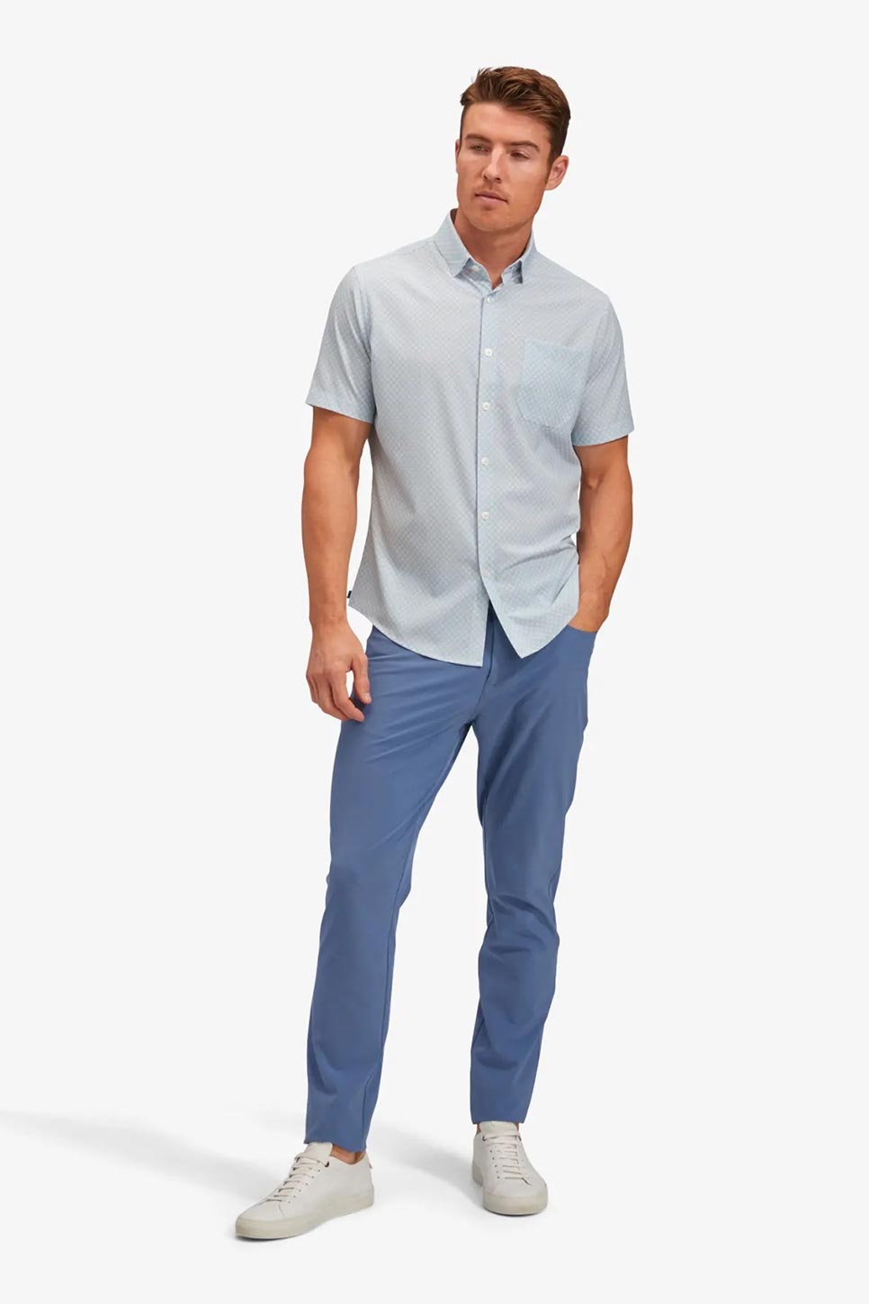 LEEWARD SS Lt Blue Diamond Print