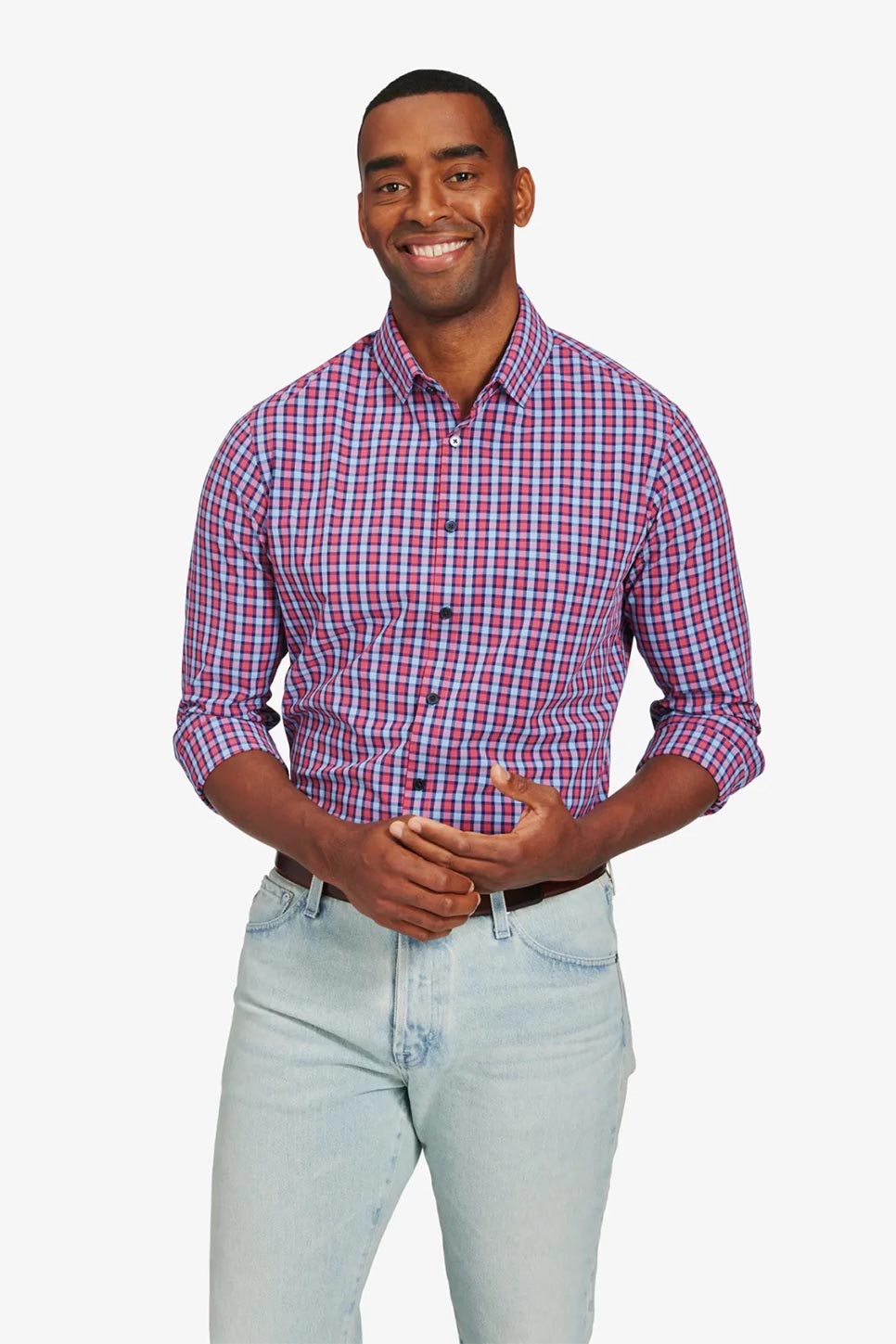 LEEWARD LS Red Navy Multi Check