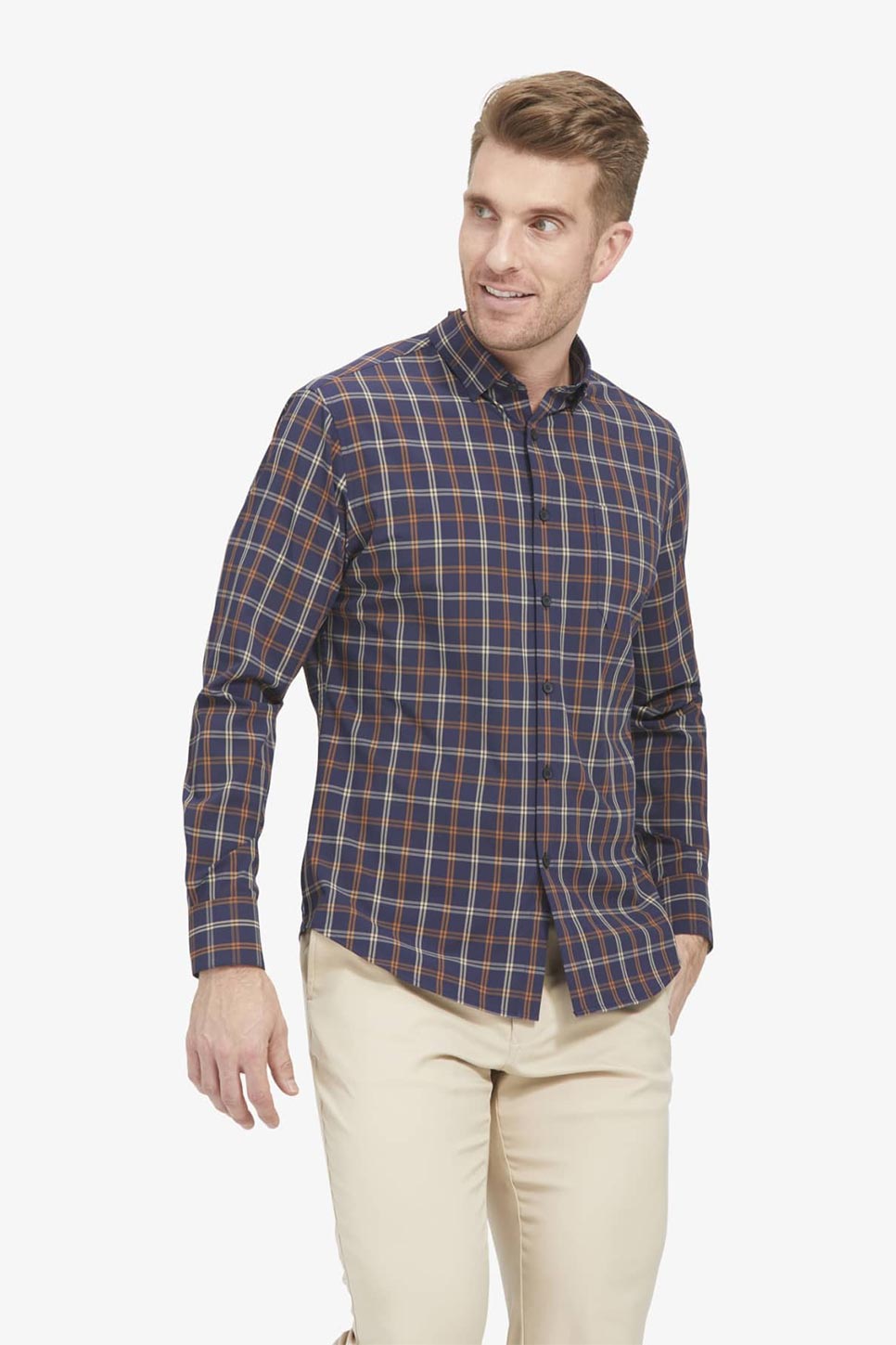 LEEWARD LS Rust Navy Large Windowpane