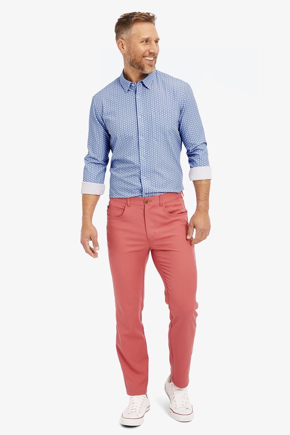 LEEWARD CASUAL LS Navy Geo Dot Print