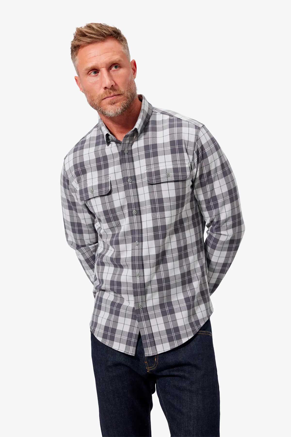 UPSTATE FLANNEL Tonal Gray Plaid
