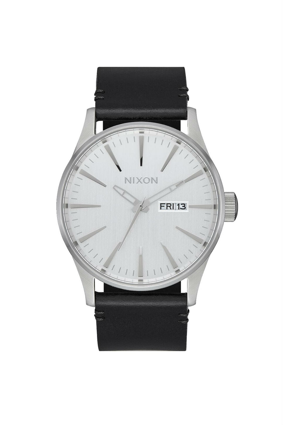 Nixon - Sentry Leather Watch - All Silver/Black - Front