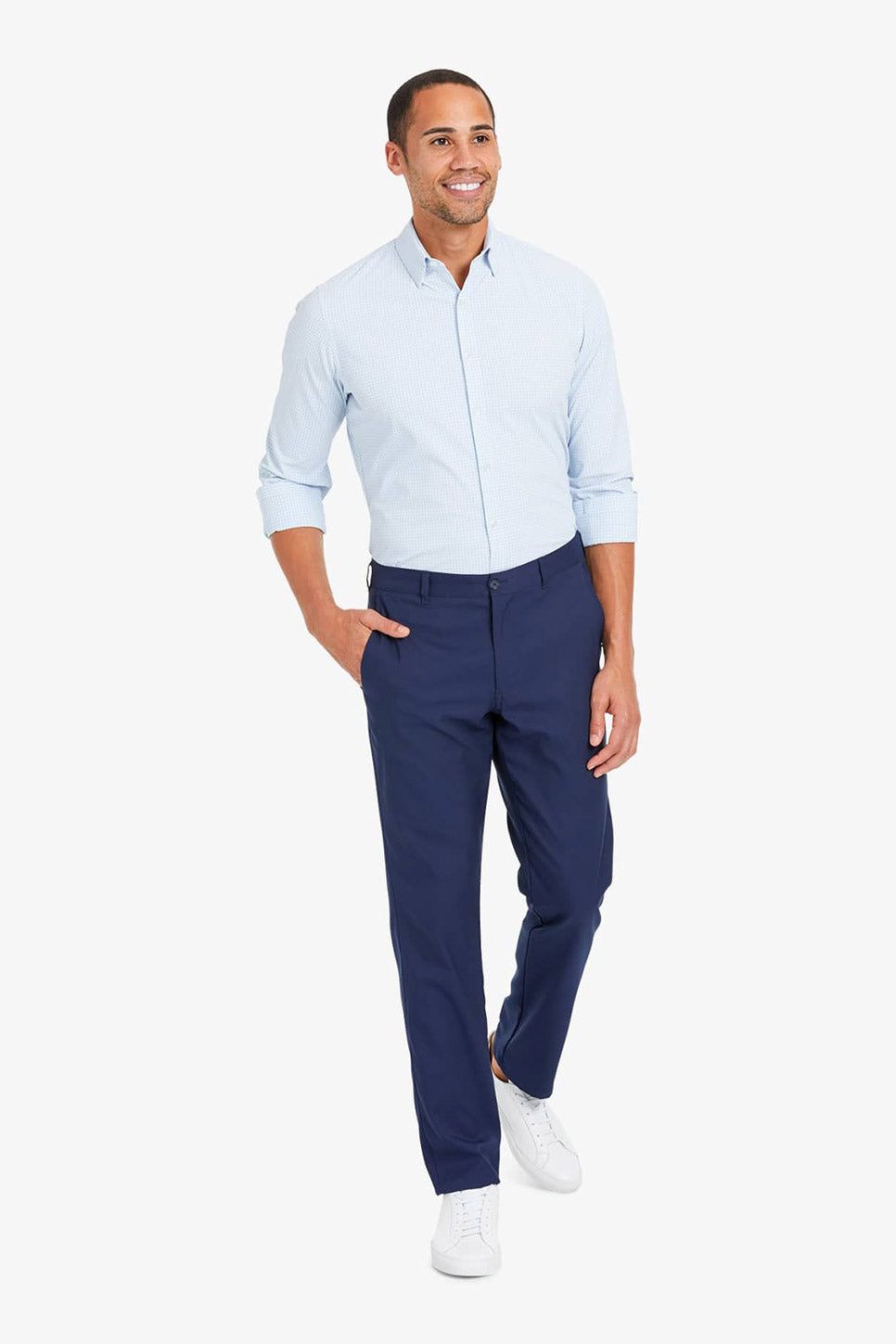 MONACO LS Lt Blue Mini Gingham