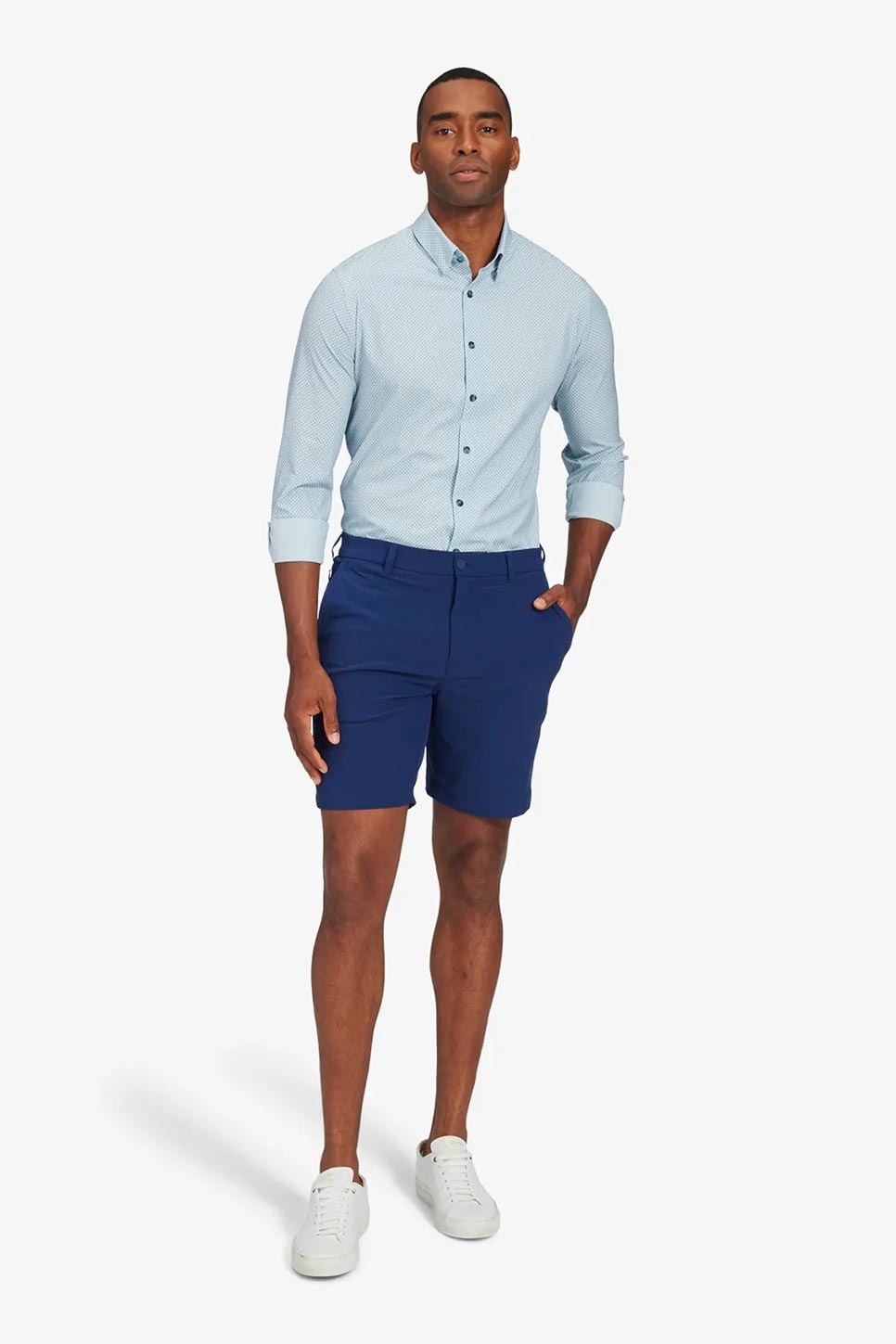 LEEWARD LS Blue Cross Print
