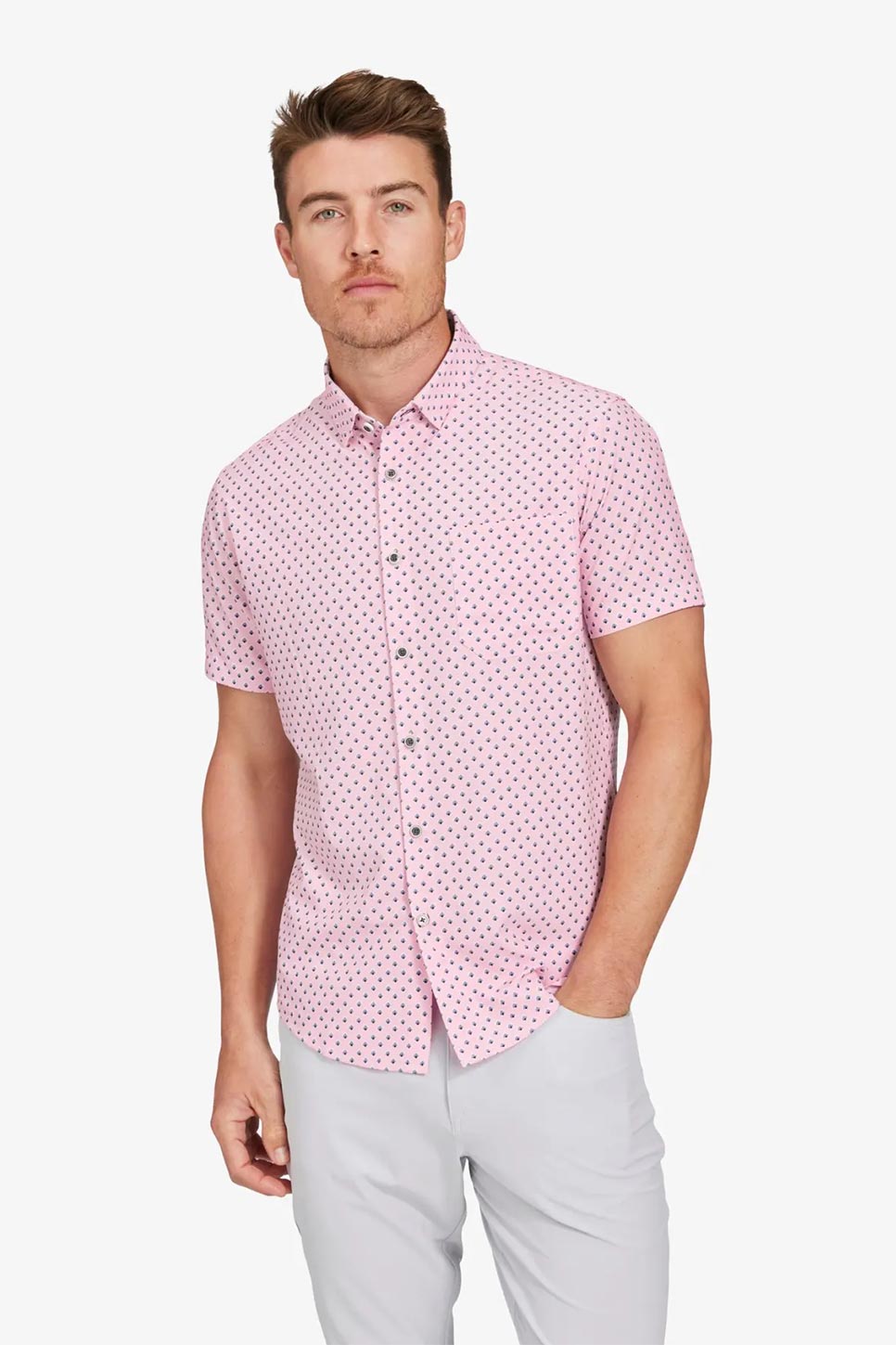 LEEWARD SS Pink Foulard Print