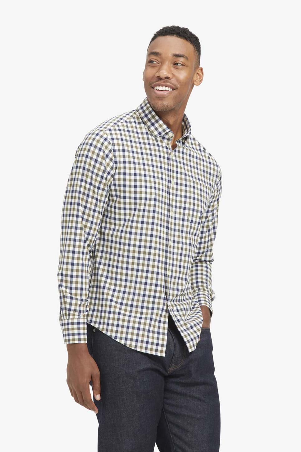 LEEWARD CASUAL LS Hunter Green Check