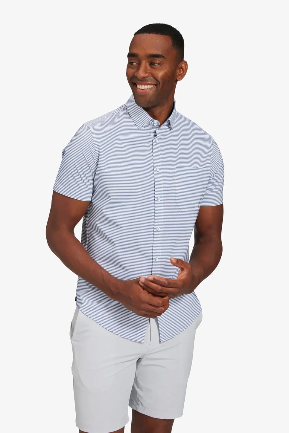LEEWARD SS Wilkes Navy Mini Stripe