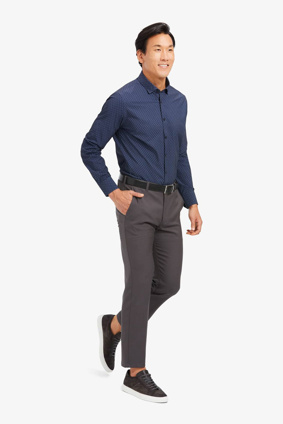 LEEWARD LS Navy Pink Geo Print